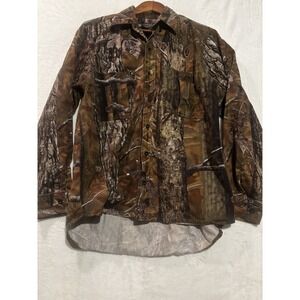 Vintage Longleaf Camo Shirt Mens Medium Hunting Button Pockets Camouflage